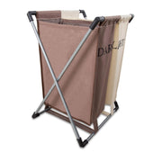 Lade das Bild in den Galerie-Viewer, Intirilife Wäschekorb in CREME BRAUN - 45 x 55 x 35.5 cm - Wäschebehälter mit 2 Fächern und Aufschrift aus waschbarem Stoff - Wäschesammler Wäschetruhe Wäschebox Wäschesortierer Schmutzwäsche Sack