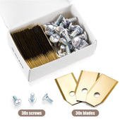 Lade das Bild in den Galerie-Viewer, Intirilife 30x Mähroboter Ersatzklingen in TITAN - 3.5 x 1.8 cm - 30er Pack Klingen mit Edelstahl Schrauben für Rasenmähroboter kompatibel mit 105, 310, 315, 320/420/430x, R40I