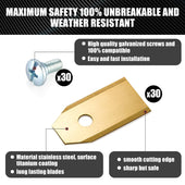 Lade das Bild in den Galerie-Viewer, Intirilife 30x Mähroboter Ersatzklingen in TITAN - 3.5 x 1.8 cm - 30er Pack Klingen mit Edelstahl Schrauben für Rasenmähroboter kompatibel mit 105, 310, 315, 320/420/430x, R40I