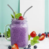 Lade das Bild in den Galerie-Viewer, Intirilife Trinkhalme aus Edelstahl - 20.5 cm Länge / 0.6 cm Durchmesser - 4x Metall Strohhalme mit Reinigungsbürste Silber Wiederverwendbar