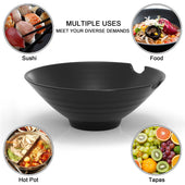 Lade das Bild in den Galerie-Viewer, Intirilife 6-teiliges Ramen Schüssel Set mit 1000 ml Füllmenge für 2 Personen in Schwarz - 22.86 cm Durchmesser - Traditionell japanisches Geschirrset mit Essstäbchen und Löffel