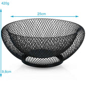 Lade das Bild in den Galerie-Viewer, Intirilife Obstkorb aus Metall in Schwarz - 25 x 9.8 cm - Modische runde Obstschale Dekoschale doppelwandig für Obst, Gemüse u.v.m.
