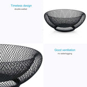 Lade das Bild in den Galerie-Viewer, Intirilife Obstkorb aus Metall in Schwarz - 25 x 9.8 cm - Modische runde Obstschale Dekoschale doppelwandig für Obst, Gemüse u.v.m.