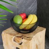 Lade das Bild in den Galerie-Viewer, Intirilife Obstkorb aus Metall in Schwarz - 25 x 9.8 cm - Modische runde Obstschale Dekoschale doppelwandig für Obst, Gemüse u.v.m.