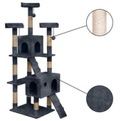 Lade das Bild in den Galerie-Viewer, Intirilife Kratzbaum in Grau - 60 x 50 x 185 cm - Stabiler Katzenkratzbaum mehrstufiger Kletterbaum mit Aussichtsplattformen Höhlen Plüschbommeln und Sisal-Kratzstangen