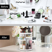 Lade das Bild in den Galerie-Viewer, Intirilife 360 Grad rotierbarer Make-Up Organizer in Weiß - 30 x 23 cm - Kosmetik Aufbewahrungsbox für Schmuck Accesoires Make-Up und Hautpflegeprodukte