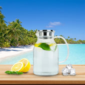 Lade das Bild in den Galerie-Viewer, Intirilife Karaffe mit Filter in KLAR - 1,8l Krug aus Glas mit Henkel und herausnehmbarem Filter-Deckel - Hitzebeständig geeignet für heiße und kalte Getränke, Tee, Kaffee, Wasser uvm.