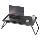 Lade das Bild in den Galerie-Viewer, Intirilife Laptoptisch ausklappbarer höhenverstellbarer in Schwarz - 60 x 35 x 24.5 cm - Lesetisch Frühstücksbrett Büchertablett für Bett Wohnzimmer Home-Office Büro und Unterwegs