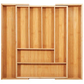Lade das Bild in den Galerie-Viewer, Intirilife Besteckkasten Schubladen Organizer aus Bambus Ausziehbar mit bis zu 8 Fächern - 33 - 50 x 43 x 5 cm - Größenverstellebarer Einsatz für Schubladen für Besteck Kochutensilien uvm