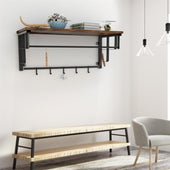 Lade das Bild in den Galerie-Viewer, Intirilife Wandgarderobe mit abnehmbaren Haken für Küche, Flur, Wohnzimmer - 60 x 30 x 27 cm - Hängeregal Kleiderhaken Küchenregal