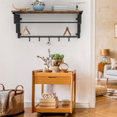 Lade das Bild in den Galerie-Viewer, Intirilife Wandgarderobe mit abnehmbaren Haken für Küche, Flur, Wohnzimmer - 60 x 30 x 27 cm - Hängeregal Kleiderhaken Küchenregal