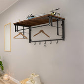 Lade das Bild in den Galerie-Viewer, Intirilife Wandgarderobe mit abnehmbaren Haken für Küche, Flur, Wohnzimmer - 60 x 30 x 27 cm - Hängeregal Kleiderhaken Küchenregal