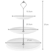 Lade das Bild in den Galerie-Viewer, Intirilife Tortenständer aus Porzellan 3 stöckig - 15.5 / 20.5 / 27 x 37 cm - Servierständer Etagere für Torten, Muffins, Obst und vieles mehr