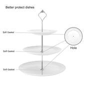 Lade das Bild in den Galerie-Viewer, Intirilife Tortenständer aus Porzellan 3 stöckig - 15.5 / 20.5 / 27 x 37 cm - Servierständer Etagere für Torten, Muffins, Obst und vieles mehr