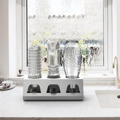 Lade das Bild in den Galerie-Viewer, Intirilife Flaschenhalter aus Edelstahl in Silber - 30 x 15.5 x 11 cm - Abtropfgestell Flaschenständer Trockenhalterung für bis zu 3 Flaschen