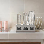 Lade das Bild in den Galerie-Viewer, Intirilife Flaschenhalter aus Edelstahl in Silber - 30 x 15.5 x 11 cm - Abtropfgestell Flaschenständer Trockenhalterung für bis zu 3 Flaschen