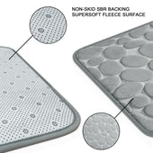 Lade das Bild in den Galerie-Viewer, Intirilife Duschvorleger Badmatte Duschmatte mit Memory-Schaum in Steinoptik Grau - 80 x 50 cm - Badvorleger Teppich für Bad und Waschküche rutschfest waschbar