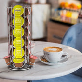 Lade das Bild in den Galerie-Viewer, Intirilife Kaffeekapsel Halterung für 32 Kapseln aus Metal in Chrom-Optik - 43 x 13.5 cm - Kompatibel mit Dolce Gusto Kapseln - Aufbewahrung 360 Grad drehbar