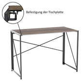 Lade das Bild in den Galerie-Viewer, Intirilife Schreibtisch aus Holz und Metall in Schwarz - Braun - 100 x 50 x 75 cm - Rustikaler faltbarer Tisch zum Arbeiten Lesen und als Ablage - Computertisch Arbeitstisch