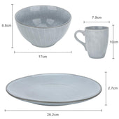Lade das Bild in den Galerie-Viewer, Intirilife 12-teiliges Geschirr Set in Grau für Frühstück Mittag- und Abendessen -Teller 26.2 x 2.7 cm - Schüssel 17 x 8.8 cm - Tasse 7.9 x 10 cm - Dinner Set Frühstücksgeschirr für 4 Personen