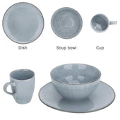 Lade das Bild in den Galerie-Viewer, Intirilife 12-teiliges Geschirr Set in Grau für Frühstück Mittag- und Abendessen -Teller 26.2 x 2.7 cm - Schüssel 17 x 8.8 cm - Tasse 7.9 x 10 cm - Dinner Set Frühstücksgeschirr für 4 Personen