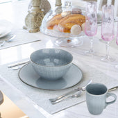 Lade das Bild in den Galerie-Viewer, Intirilife 12-teiliges Geschirr Set in Grau für Frühstück Mittag- und Abendessen -Teller 26.2 x 2.7 cm - Schüssel 17 x 8.8 cm - Tasse 7.9 x 10 cm - Dinner Set Frühstücksgeschirr für 4 Personen