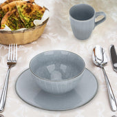 Lade das Bild in den Galerie-Viewer, Intirilife 12-teiliges Geschirr Set in Grau für Frühstück Mittag- und Abendessen -Teller 26.2 x 2.7 cm - Schüssel 17 x 8.8 cm - Tasse 7.9 x 10 cm - Dinner Set Frühstücksgeschirr für 4 Personen