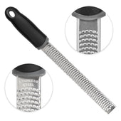 Lade das Bild in den Galerie-Viewer, Intirilife Handreibe aus Edelstahl in Schwarz - 32.5 x 2.5 cm - Käsereibe Zesteur Zestenreißer Zitrusreibe Hobel zum Kochen Verfeinern und Dekorieren