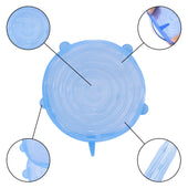 Lade das Bild in den Galerie-Viewer, Intirilife 6x Frischhalteabdeckung aus Silikon in Blau - 21 / 16.5 / 14.5 / 11.5 / 9.5 / 6.5 cm Durchmesser - Wiederverwendbare Universal Abdeckung Deckel in verschiedenen Größen