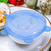 Lade das Bild in den Galerie-Viewer, Intirilife 6x Frischhalteabdeckung aus Silikon in Blau - 21 / 16.5 / 14.5 / 11.5 / 9.5 / 6.5 cm Durchmesser - Wiederverwendbare Universal Abdeckung Deckel in verschiedenen Größen