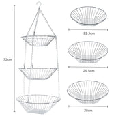 Lade das Bild in den Galerie-Viewer, Intirilife Küchenampel Hängekorb für Obst und Gemüse - 22.5 / 25.5 / 28 x 73 cm - 3 Stockwerke, Obstkorb zum Aufhängen, 3 Etagen