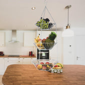 Lade das Bild in den Galerie-Viewer, Intirilife Küchenampel Hängekorb für Obst und Gemüse - 22.5 / 25.5 / 28 x 73 cm - 3 Stockwerke, Obstkorb zum Aufhängen, 3 Etagen