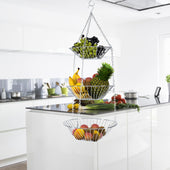 Lade das Bild in den Galerie-Viewer, Intirilife Küchenampel Hängekorb für Obst und Gemüse - 22.5 / 25.5 / 28 x 73 cm - 3 Stockwerke, Obstkorb zum Aufhängen, 3 Etagen