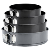 Lade das Bild in den Galerie-Viewer, Intirilife 4-teilige Springformen Set aus Edelstahl verschiedenen Größen - 17 / 23 / 25 / 27 cm Durchmesser - Runde Kuchenform Backform antihaftbeschichtet Flachboden Kuchenbackform für Kuchen Torten