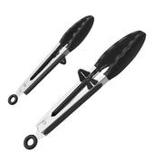Lade das Bild in den Galerie-Viewer, Intirilife Küchenzangen 2er Set in Schwarz - 30 und 23 cm Länge - Grillzange Salatbesteck Mehrzweckzange zum Kochen Grillen Backen Servieren