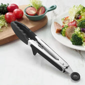 Lade das Bild in den Galerie-Viewer, Intirilife Küchenzangen 2er Set in Schwarz - 30 und 23 cm Länge - Grillzange Salatbesteck Mehrzweckzange zum Kochen Grillen Backen Servieren