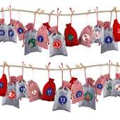 Lade das Bild in den Galerie-Viewer, Intirilife 24er-Set Adventskalender -Beutelgröße 10 x 15 und 12 x 20 cm - Wiederverwendbarer Weihnachtskalender Geschenk Beutel Säckchen Tüten zum selber Befüllen