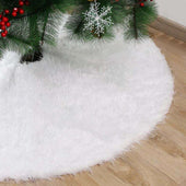 Lade das Bild in den Galerie-Viewer, Intirilife Polyester Christbaumrock Weihnachtsteppich Dekorationsunterlage in Weiß mit 1.20m Durchmesser