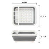 Lade das Bild in den Galerie-Viewer, Intirilife Abtropfgestell Geschirrbox in Grau - Weiß - 36 x 31.5 x 12.7 cm - Faltbares Gestell für Besteck Geschirr Korb Ständer für Camping, Zuhause und Unterwegs