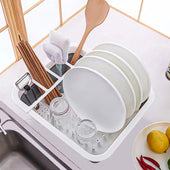 Lade das Bild in den Galerie-Viewer, Intirilife Abtropfgestell Geschirrbox in Grau - Weiß - 36 x 31.5 x 12.7 cm - Faltbares Gestell für Besteck Geschirr Korb Ständer für Camping, Zuhause und Unterwegs