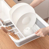 Lade das Bild in den Galerie-Viewer, Intirilife Abtropfgestell Geschirrbox in Grau - Weiß - 36 x 31.5 x 12.7 cm - Faltbares Gestell für Besteck Geschirr Korb Ständer für Camping, Zuhause und Unterwegs