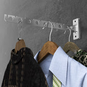 Lade das Bild in den Galerie-Viewer, Intirilife 2x klappbare Edelstahl Kleiderstange Garderobenhaken Kleiderbügelhalter in Silber mit 30cm Länge