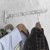 Lade das Bild in den Galerie-Viewer, Intirilife 2x klappbare Edelstahl Kleiderstange Garderobenhaken Kleiderbügelhalter in Silber mit 30cm Länge