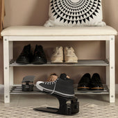 Lade das Bild in den Galerie-Viewer, Intirilife 10x Schuhregal Höhenverstellbar in Schwarz - 26 x 7 x 10 cm - Schuhstapler Schuhständer Organizer