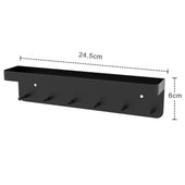 Lade das Bild in den Galerie-Viewer, Intirilife Schlüsselbrett mit Ablage in Schwarz - 24.5 x 6 cm - Selbstklebend - Hakenleiste für die Wand mit 6 Haken und Ablagefläche