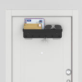 Lade das Bild in den Galerie-Viewer, Intirilife Schlüsselbrett mit Ablage in Schwarz - 24.5 x 6 cm - Selbstklebend - Hakenleiste für die Wand mit 6 Haken und Ablagefläche