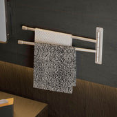 Lade das Bild in den Galerie-Viewer, Intirilife Handtuchhalter mit zwei Armen in Silber - 37 x 16.5 x 3 cm - Belastbare Schwenkarme mit 180° Drehung - Edle Handtuchstangen für Bad und Küche