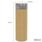 Lade das Bild in den Galerie-Viewer, Intirilife praktische Bambus Thermosflasche mit 350 ml Füllmenge zum Wandern Reisen im Zug Büro Auto und Unterwegs