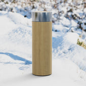 Lade das Bild in den Galerie-Viewer, Intirilife praktische Bambus Thermosflasche mit 350 ml Füllmenge zum Wandern Reisen im Zug Büro Auto und Unterwegs