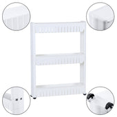 Lade das Bild in den Galerie-Viewer, Intirilife Rollwagen aus Kunststoff in Weiß - 54 x 12 x 71 cm - Nischenregal Lagergestell Küchenhalterung Gewürzregal zum Platz sparen für Alltagsgegenstände